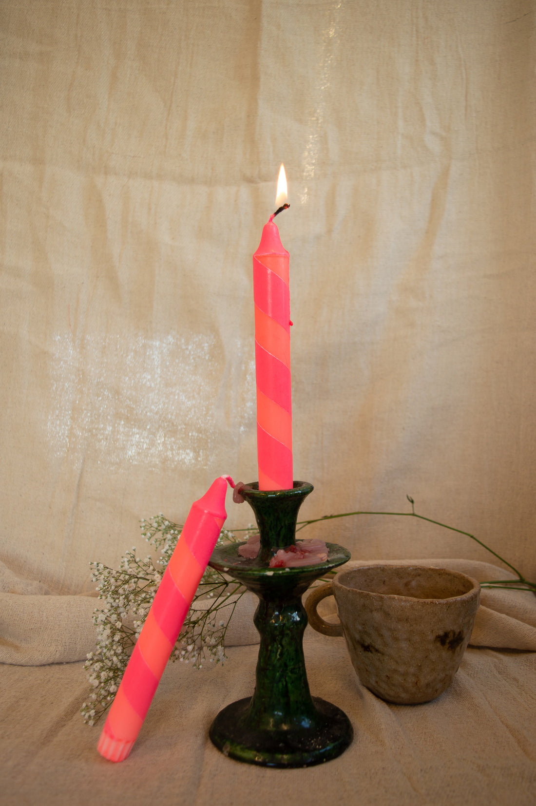 Coral and Pink Helter Skelter Candle