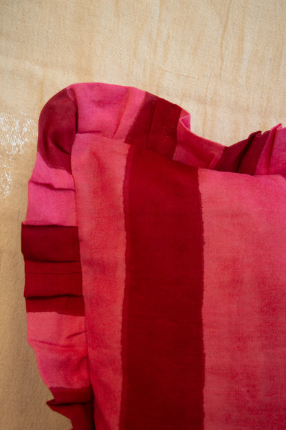 Ruffle Linen Cushion Cover - Red/Pink
