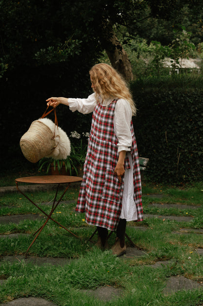 Pinny Dress - Red and White Tartan
