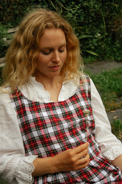 Pinny Dress - Red and White Tartan