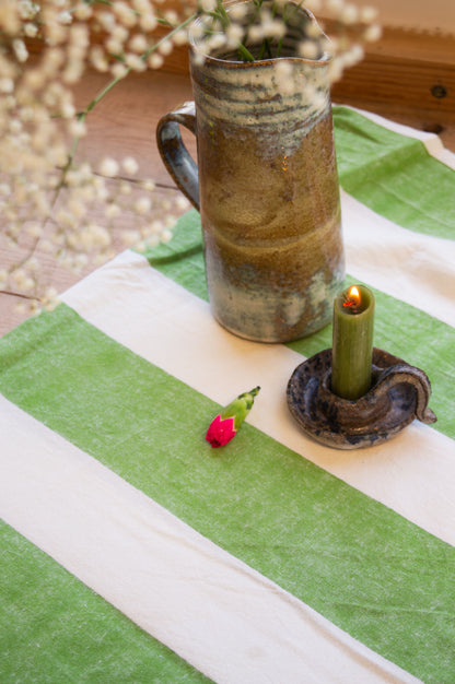 Indian Block Print Tablecloth - Sage Stripe