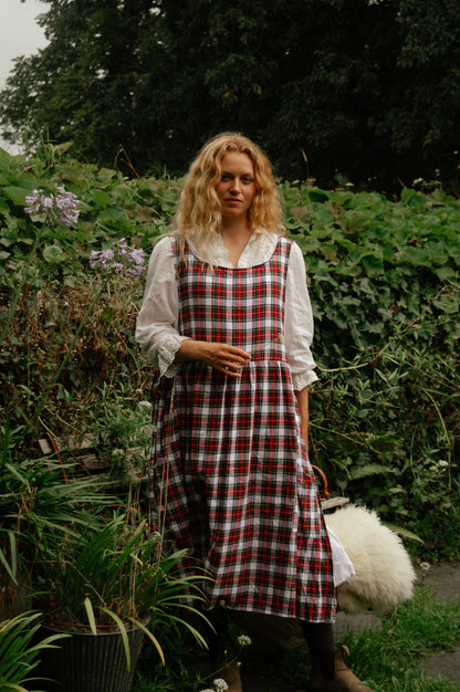 Pinny Dress - Red and White Tartan