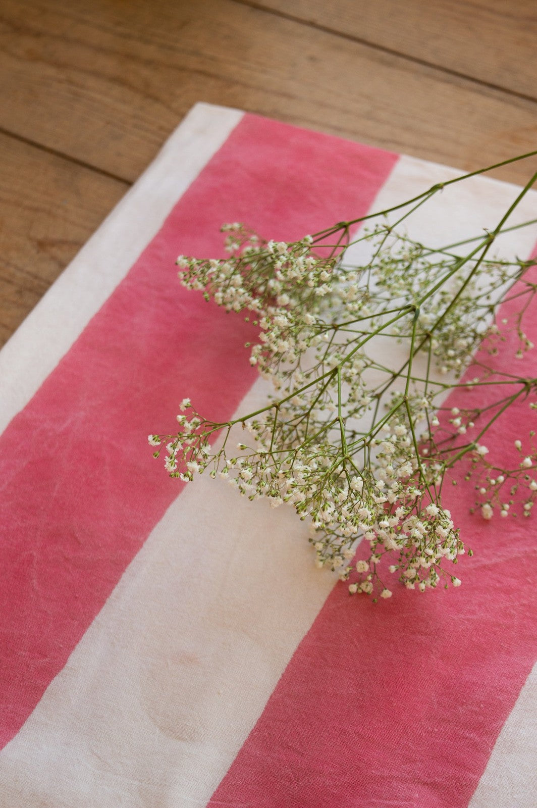 Indian Block Print Tablecloth - Pink Stripe