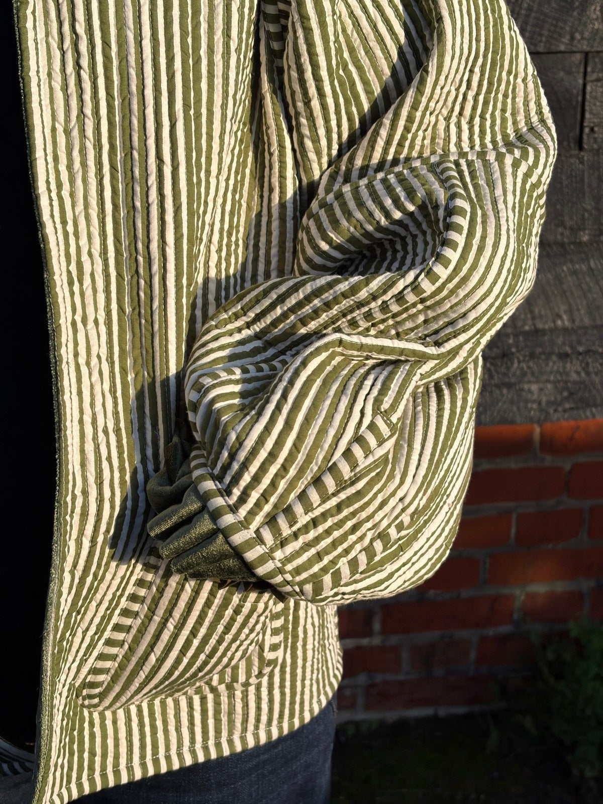 Sailor Collar Reversible Jacket - Green Gingham