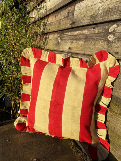 SECONDS Ruffle Linen Cushion Cover - Red