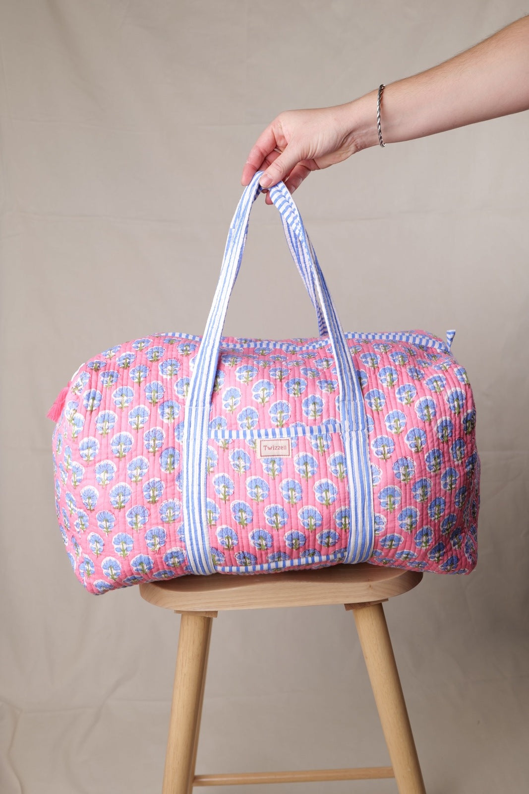 Indian Block Print Weekend Bag - Pink and Lavender