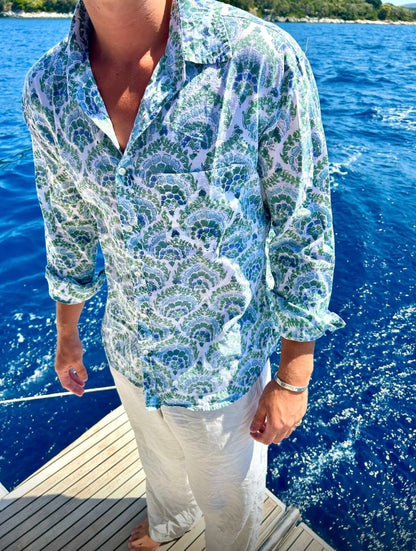 Blue Peacock Feather Shirt