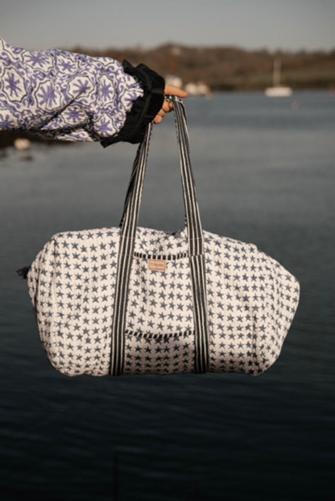 Indian Block Print Weekend Bag - Blue Star