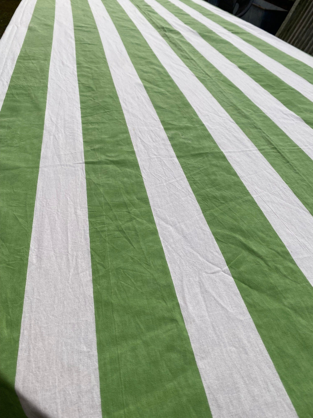 Indian Block Print Tablecloth - Pale Green and White stripe