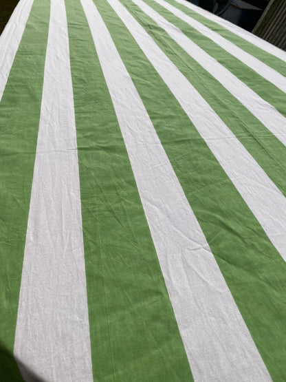 Indian Block Print Tablecloth - Sage Stripe