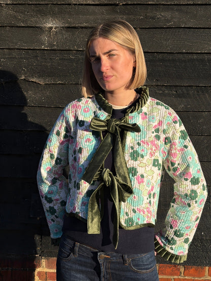 Reversible Jacket - Floral with Pink and Red Stripe