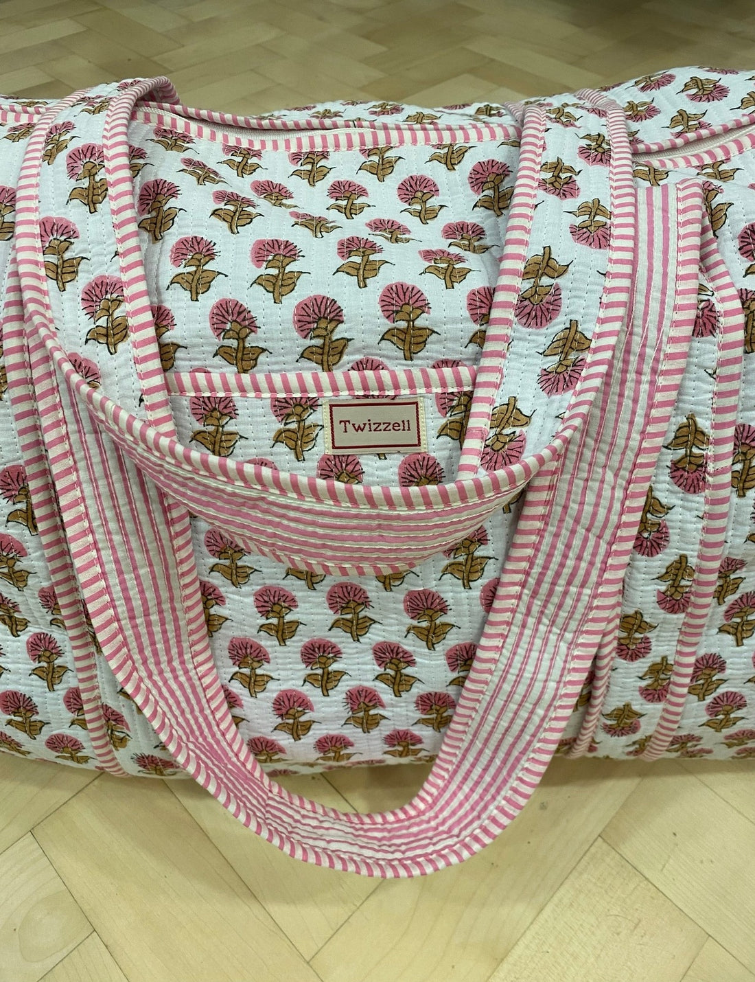 Indian Block Print XL Weekend Bag - Pink