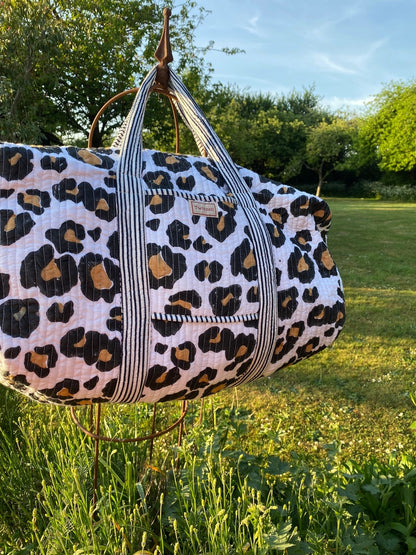 Indian Block Print Weekend Bag - Leopard