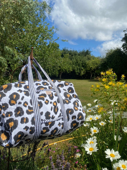 Indian Block Print Weekend Bag - Leopard