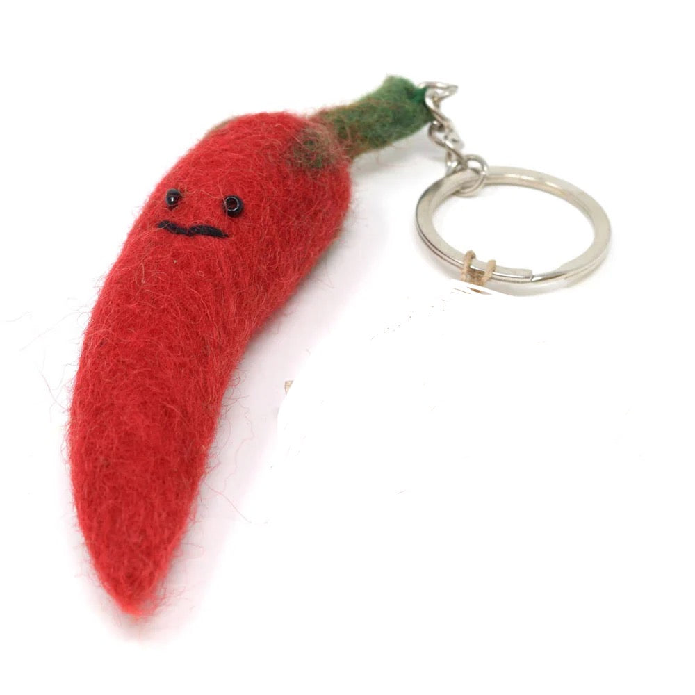 Red Chilli Pure Wool Felt Keyring