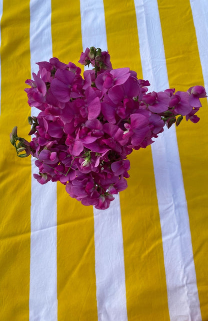 Indian Block Print Tablecloth - Yellow Stripe