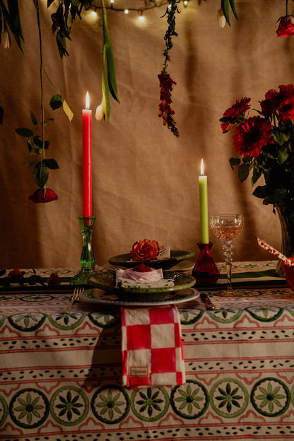Sicilian Tablecloth - Pink and Green