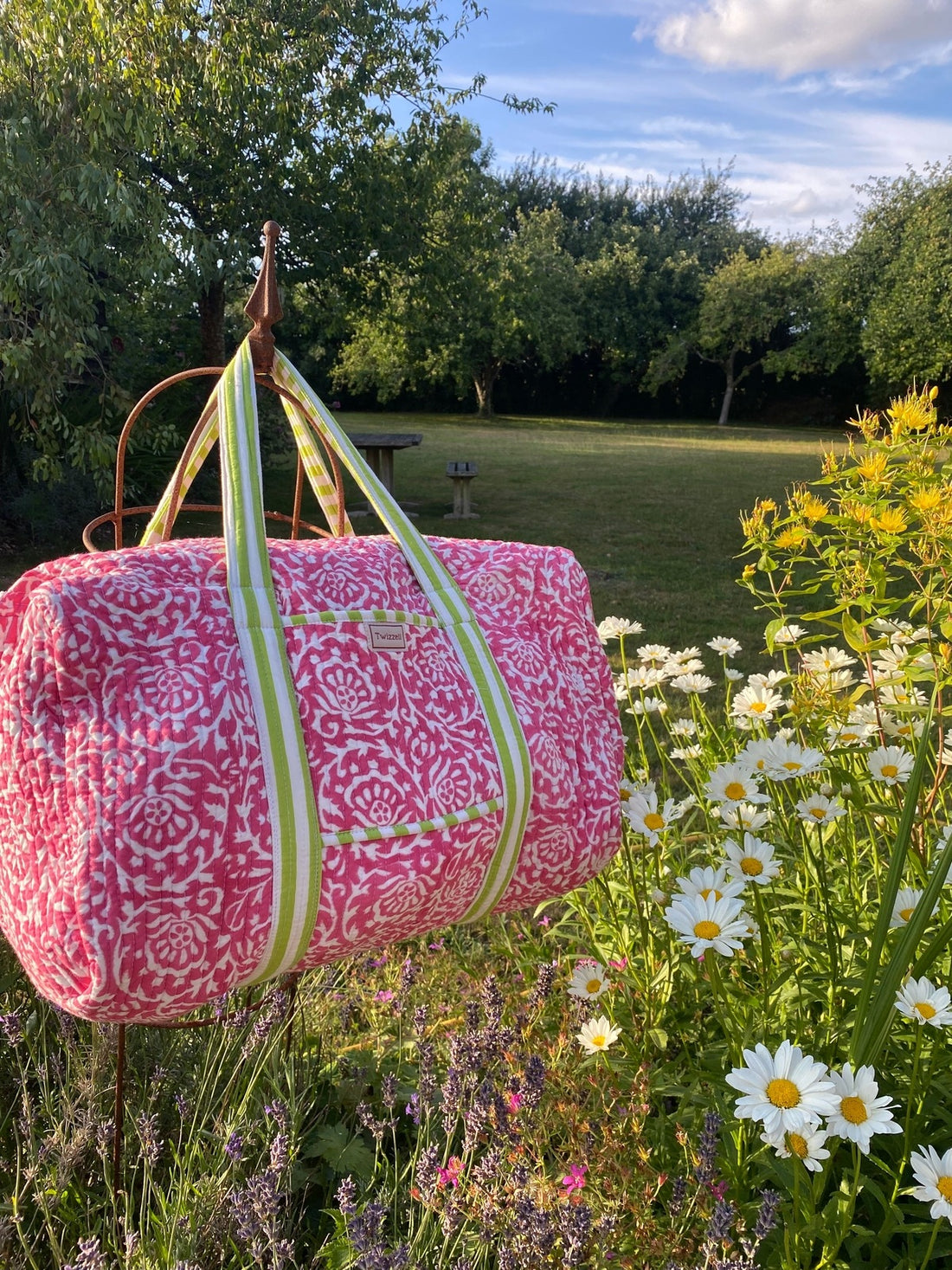 Indian Block Print Weekend Bag - Pink