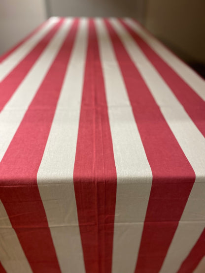 Indian Block Print Tablecloth - Coral Stripe