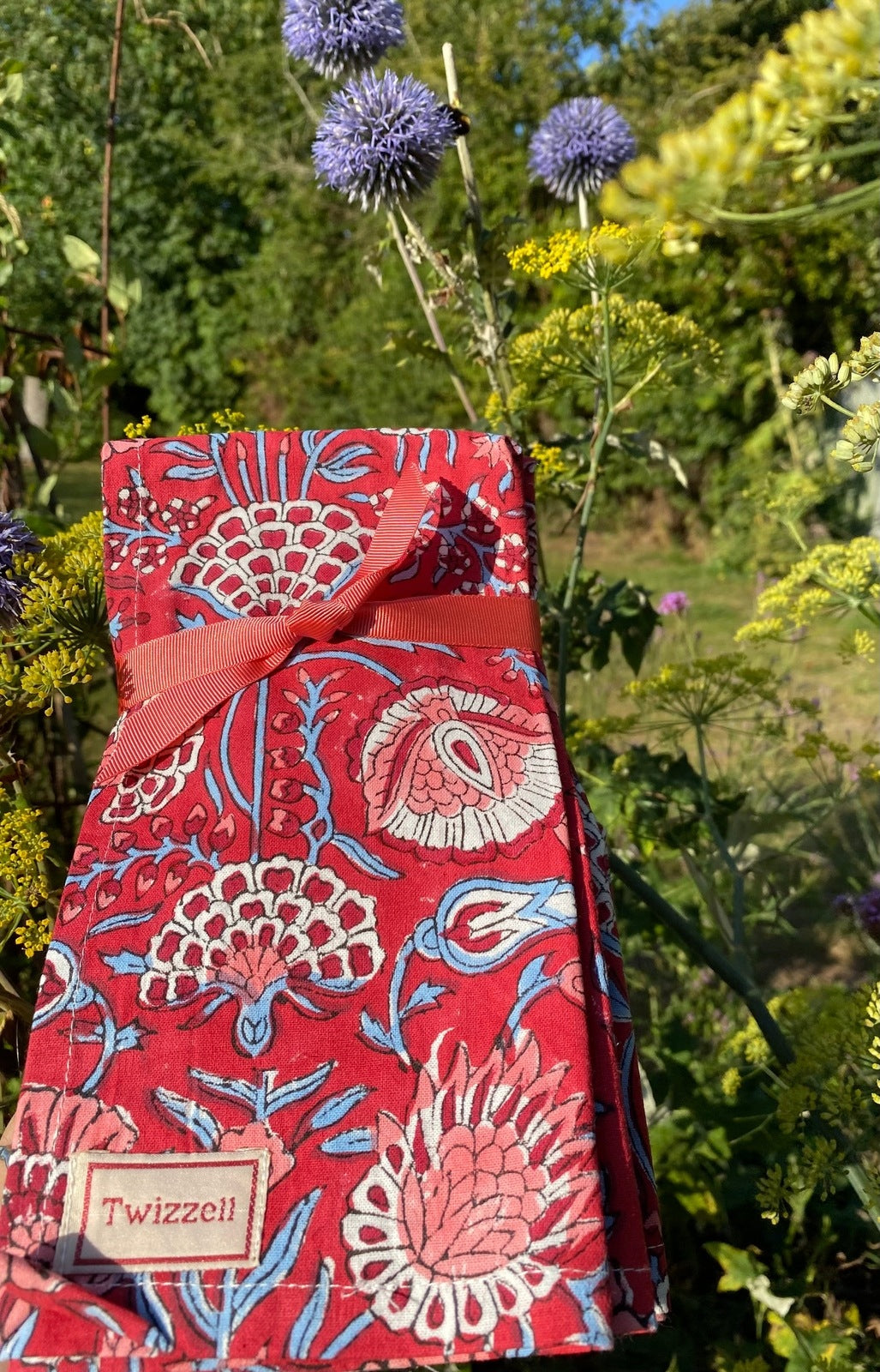 Indian Block Print Napkins Set of 4 - Red Flower
