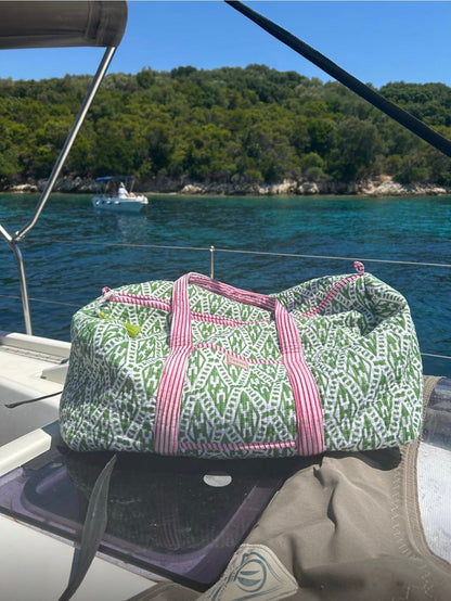 Indian Block Print Weekend Bag - Green