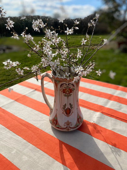 Indian Block Print Tablecloth - Orange Stripe