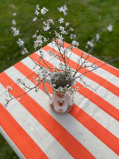 Indian Block Print Tablecloth - Orange Stripe