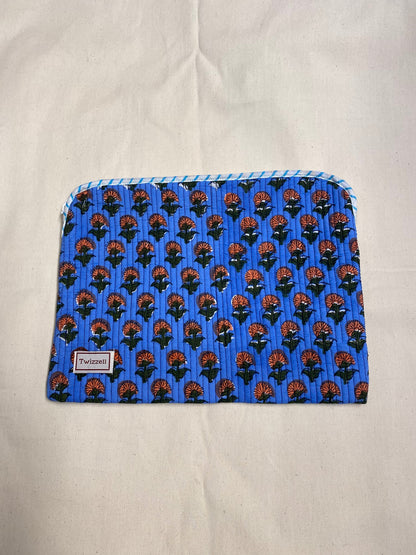 Indian Block Print Laptop Pouch - Blue