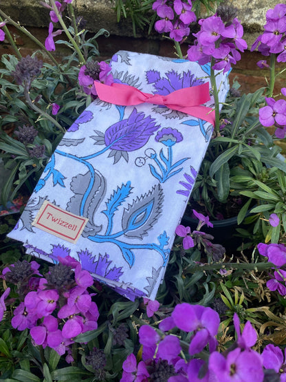 SECONDS Indian Block Print Napkins Set of 4 - Purple and Grey Flower