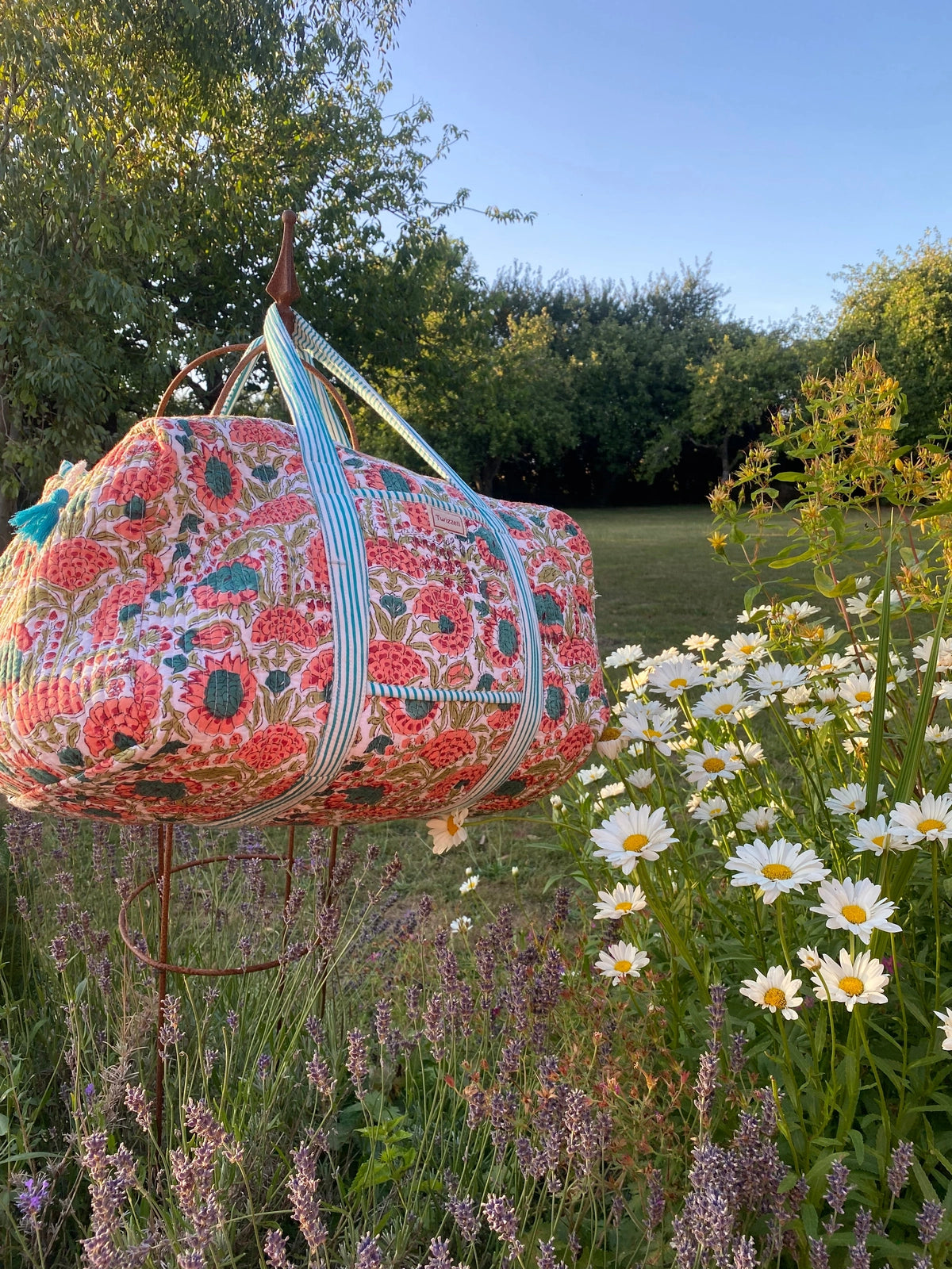 Indian Block Print Weekend Bag - Apricot