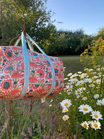 Indian Block Print Weekend Bag - Apricot
