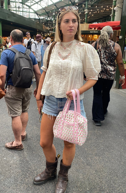 Mini Weekend Bag - Pink Ditsy