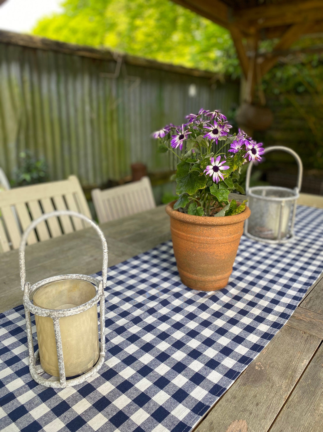 Navy Gingham Table Runner