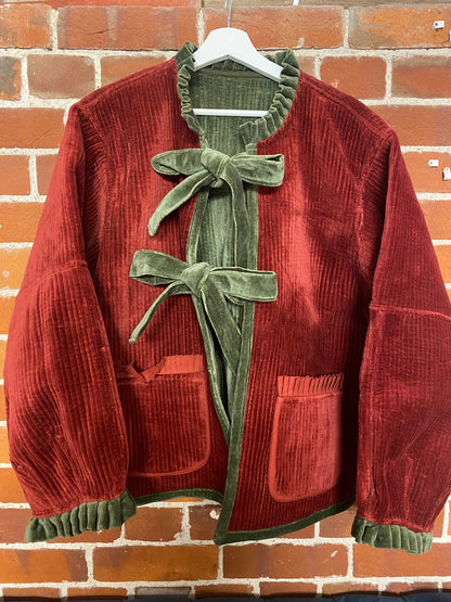 SECONDS Reversible Jacket - Rust Velvet and Green Velvet