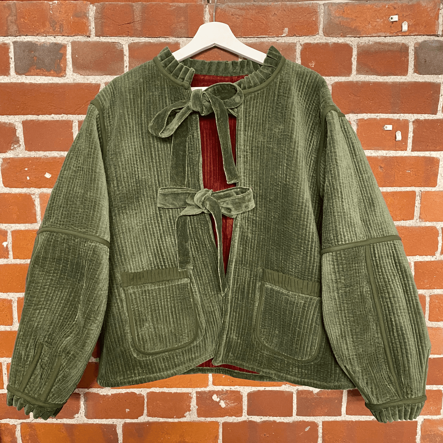 SECONDS Reversible Jacket - Rust Velvet and Green Velvet
