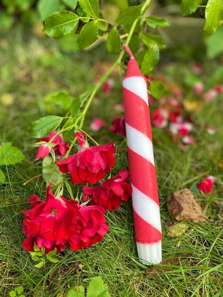 Red and White Candy Cane Candle