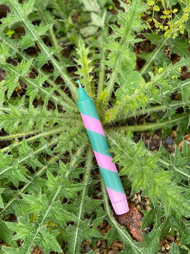Pink and Green Helter Skelter Candle
