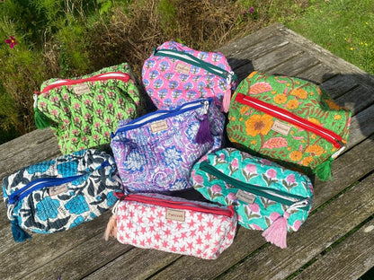 Quilted Wash Bag - Pink/Lavender