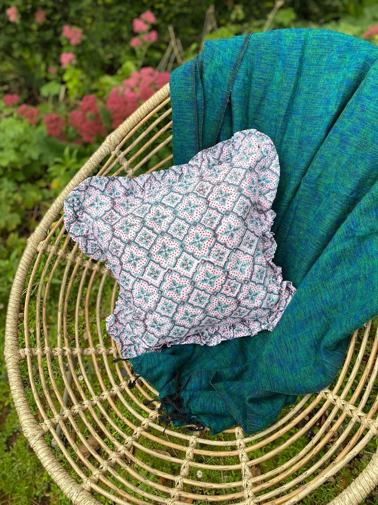 Ruffle Cushion Cover - Geometric print