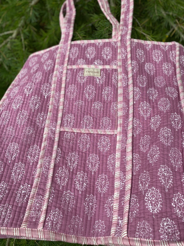 Indian Block Print Tote Bag - Purple