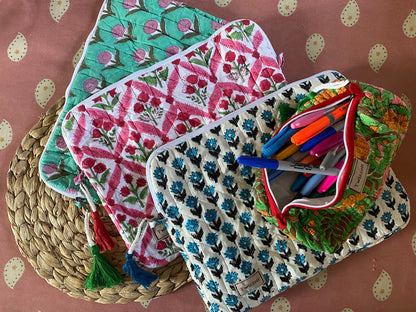 Indian Block Print Laptop Pouch - Bright