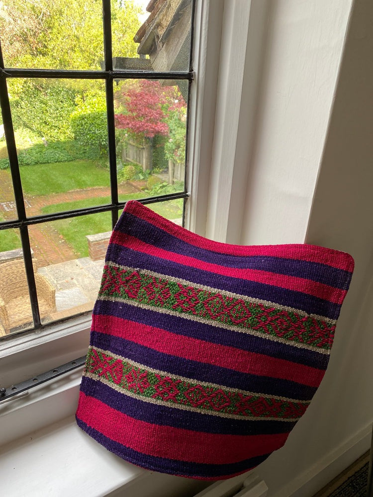 Peruvian Frazada Cushion Cover Purple, Pink and Green 2