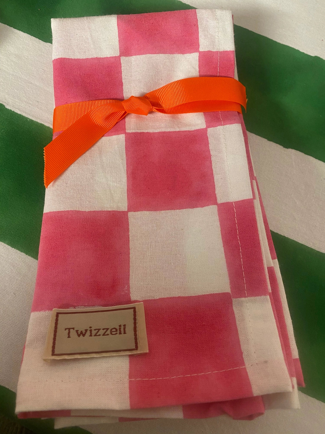 Pink &amp; White Checkerboard Napkin x 4