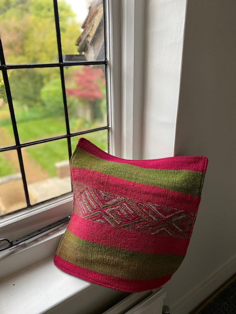 Peruvian Frazada Cushion Cover Pink and Green 3