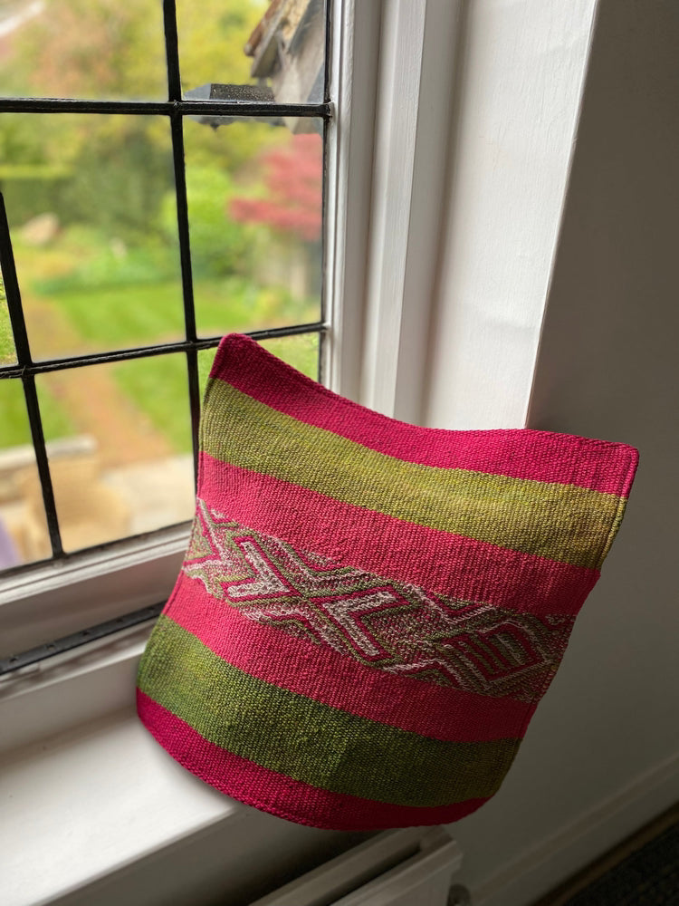 Peruvian Frazada Cushion Cover Pink and Green 5