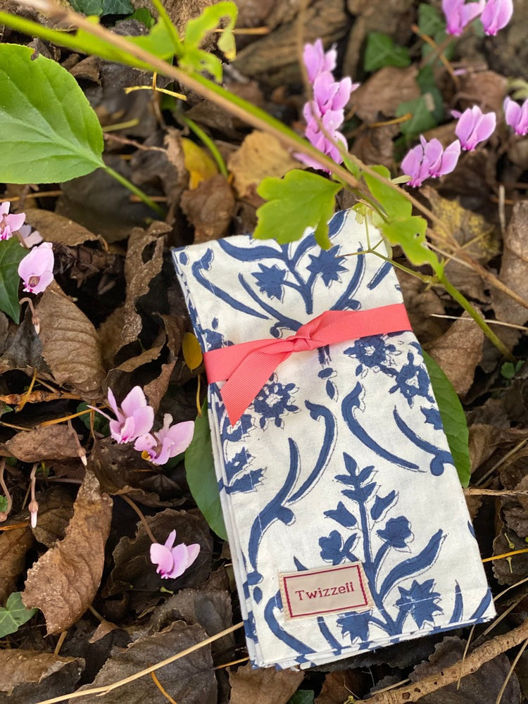 Indian Block Print Napkins Set of 4 - Navy