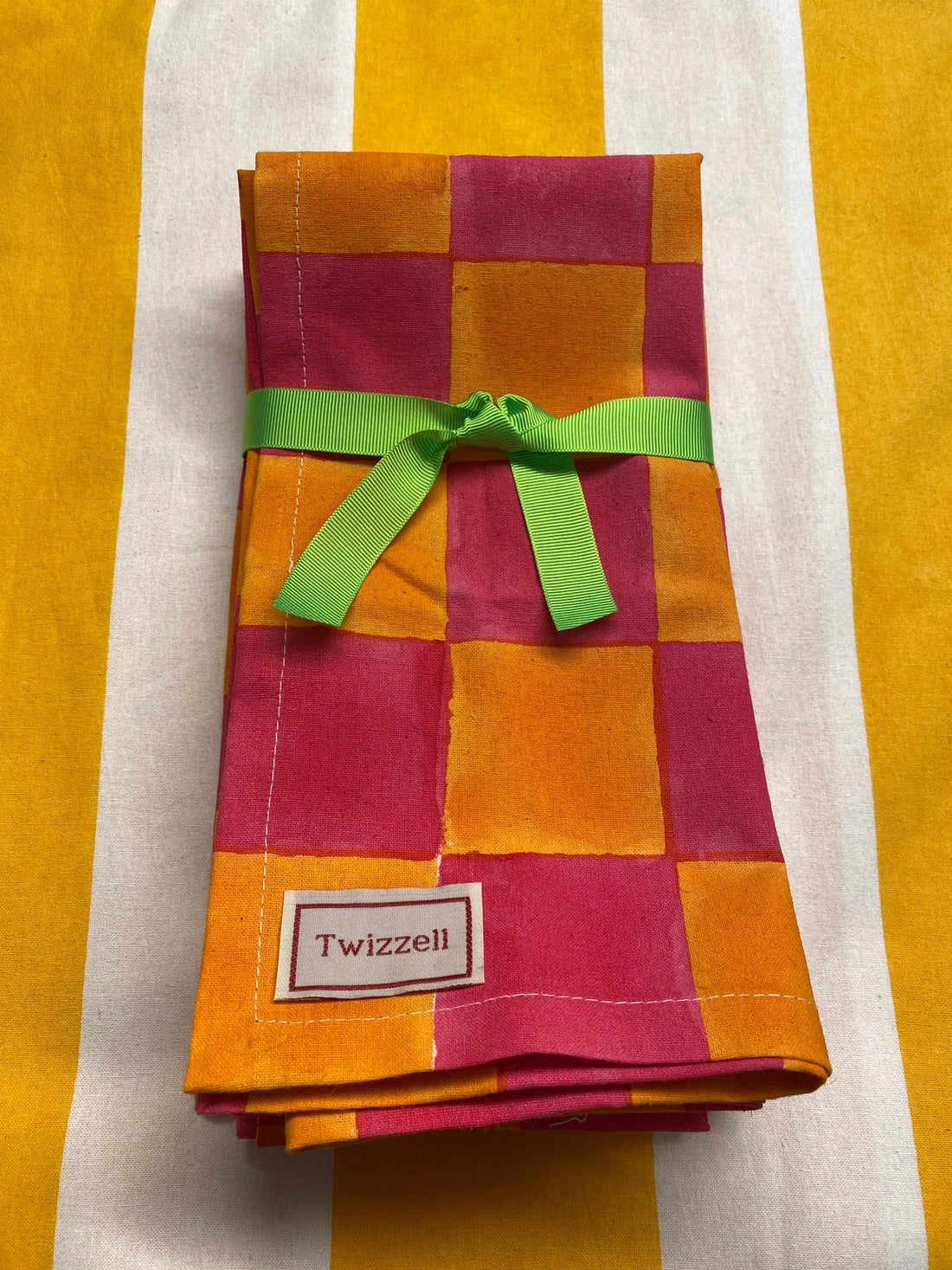 Pink &amp; Yolk Checkerboard Napkin x 4