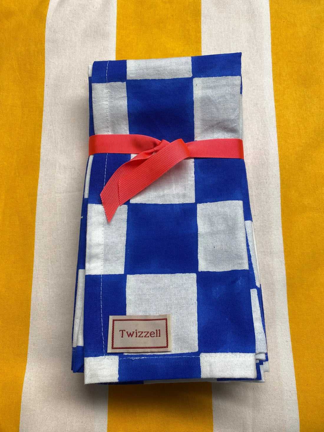 Blue and White Checkerboard Napkins X 4