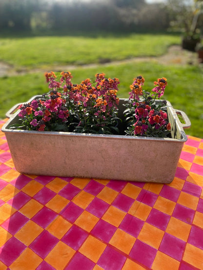 Pink and Yolk Checkerboard Tablecloth