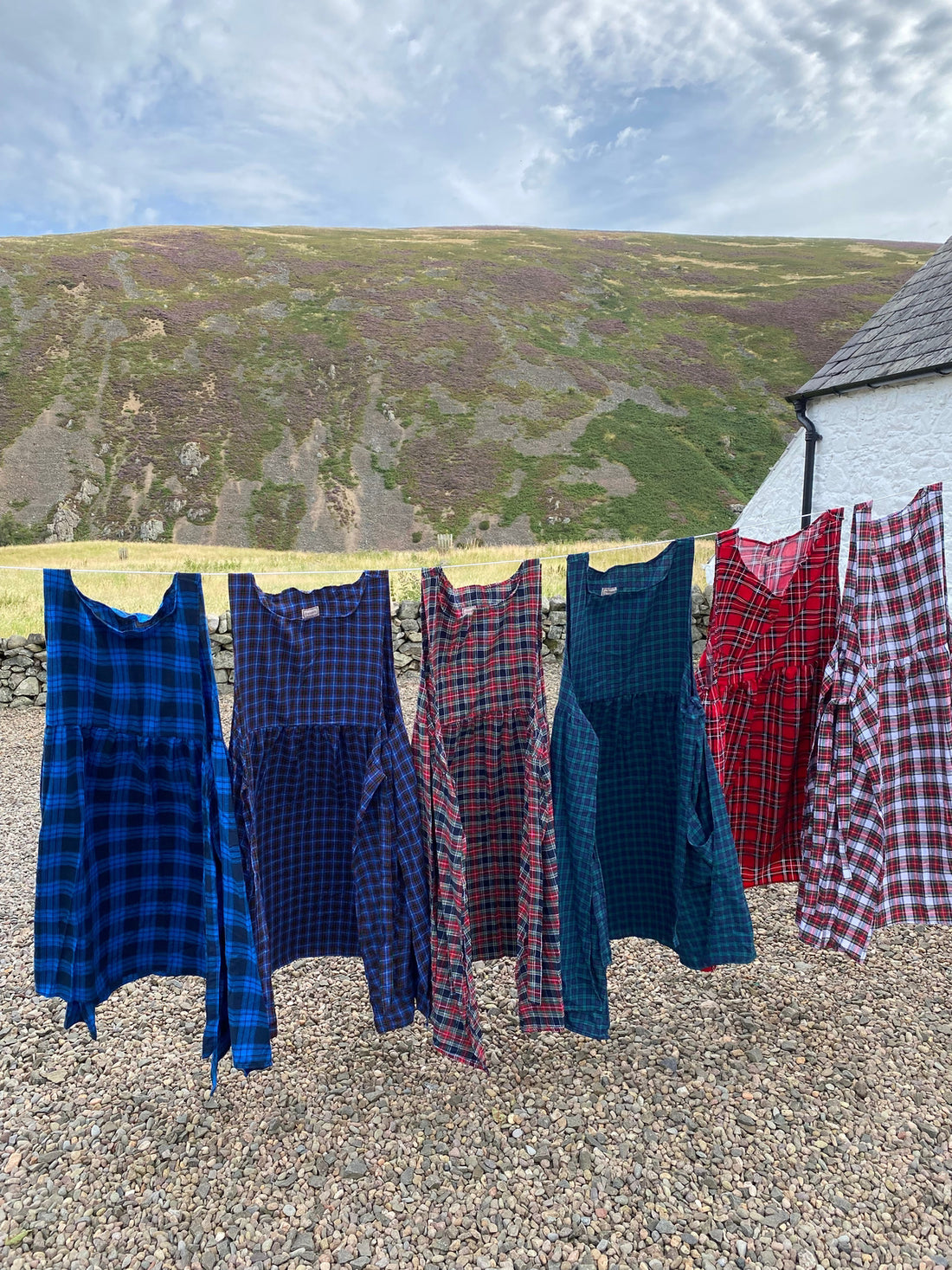 Pinny Dress - Big Check Blue Tartan